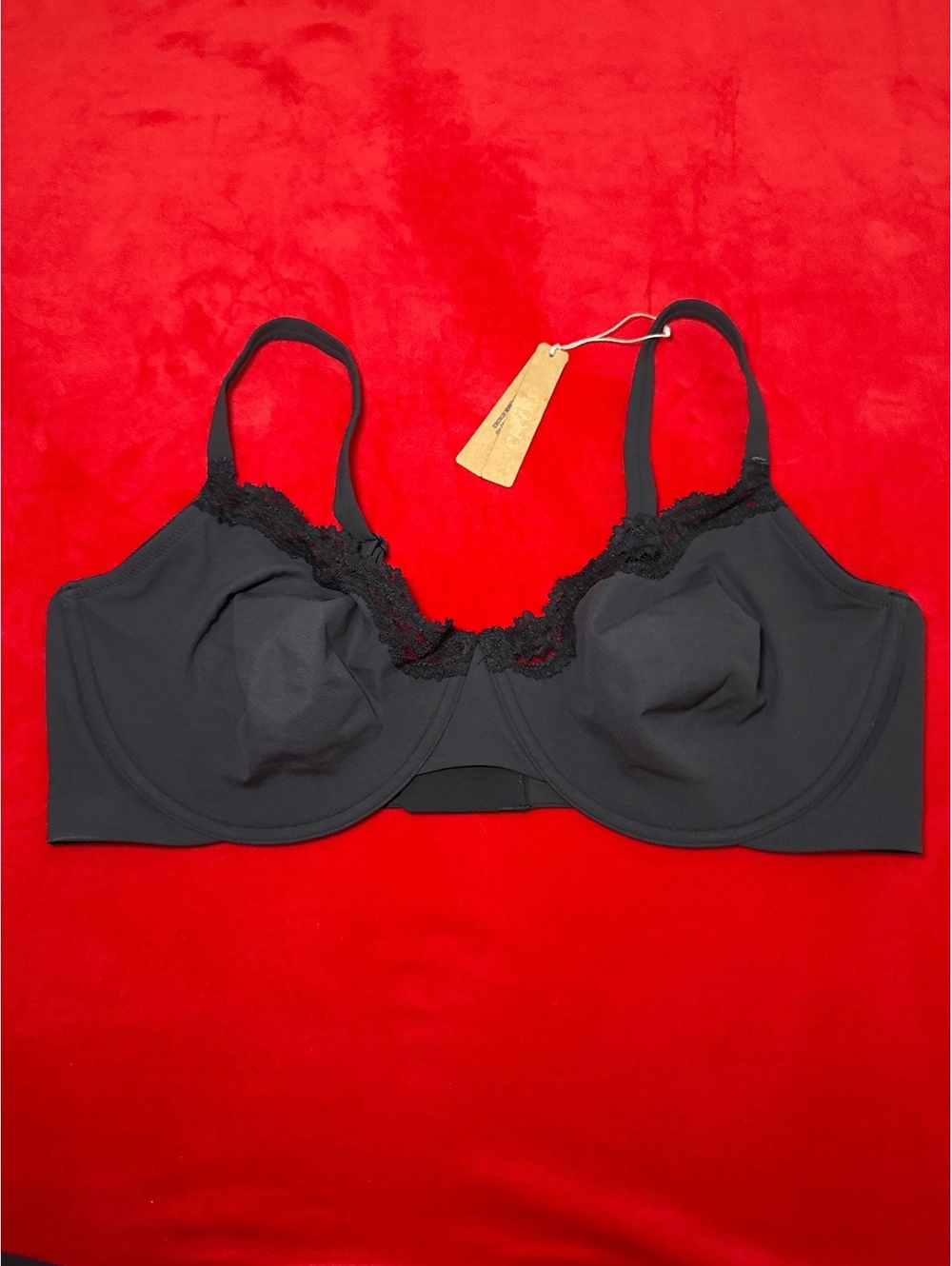 Skims Fits Everybody Lace Unlined Demi Bra Color ONYX size 42DD